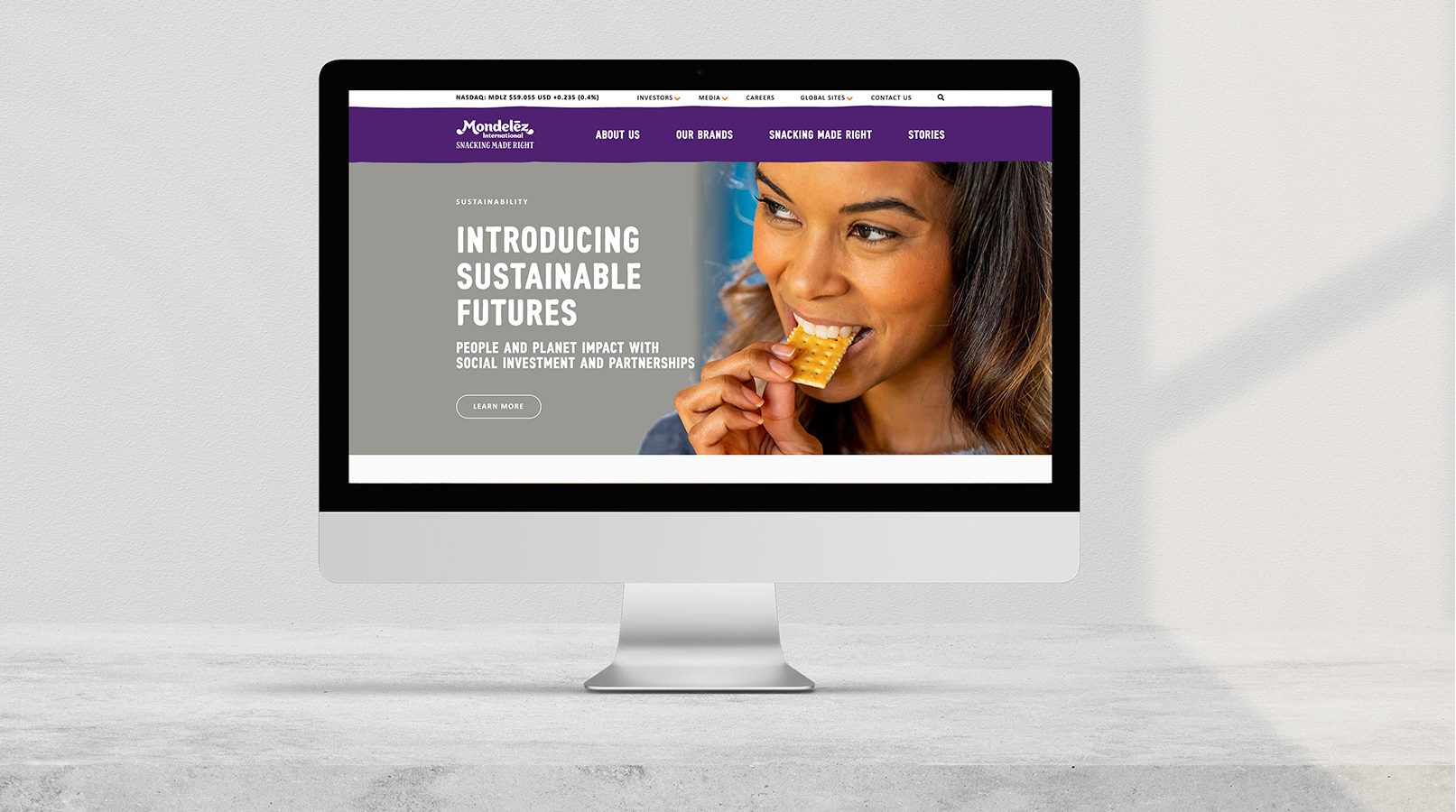 mockup of Mondelez homepage