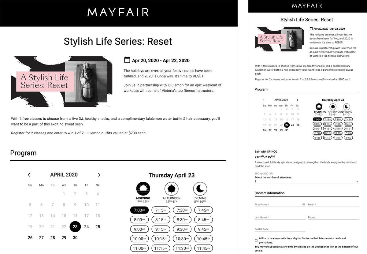Mayfare scheduling platform we tried to repurpose