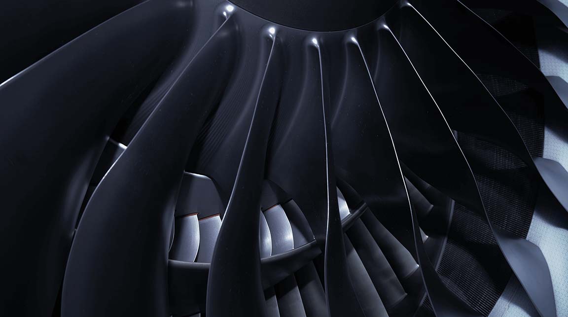 Clos-up view of Pratt & Whitney turbine