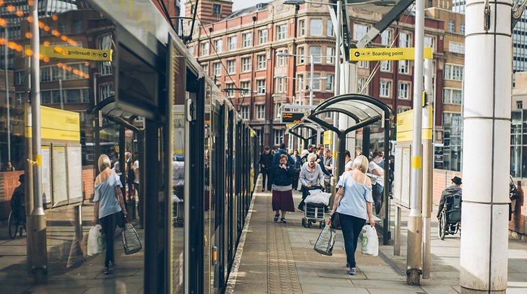 View from the side of a Train stop in Manchester