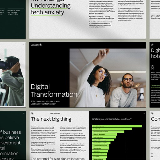 Multi-page mockup Leading through tech anxiety