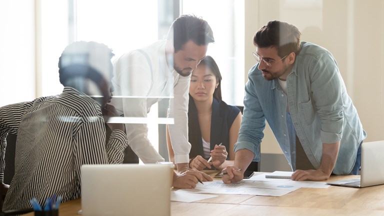 People working together in a conference room