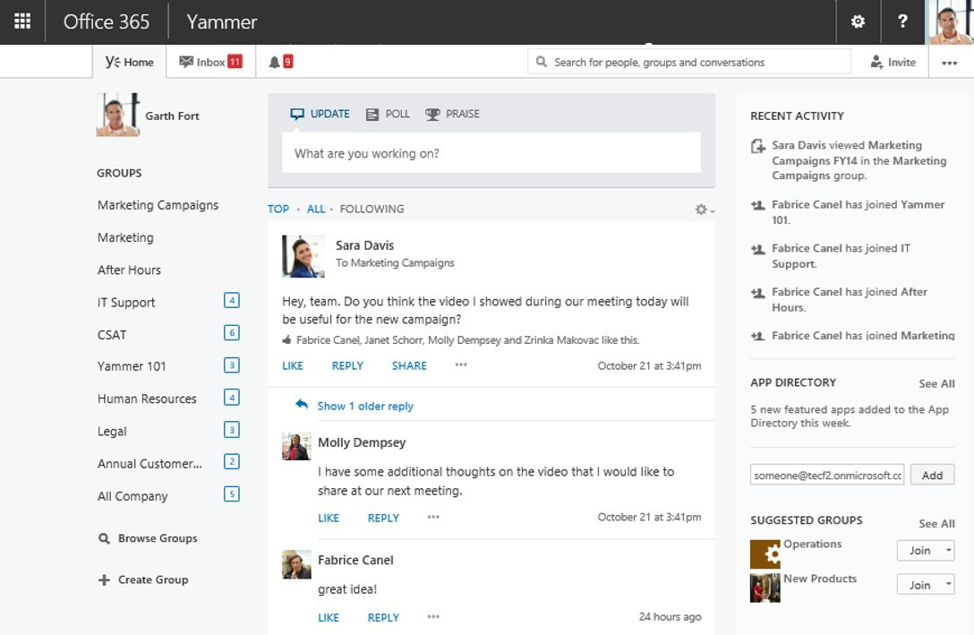 yammer screen