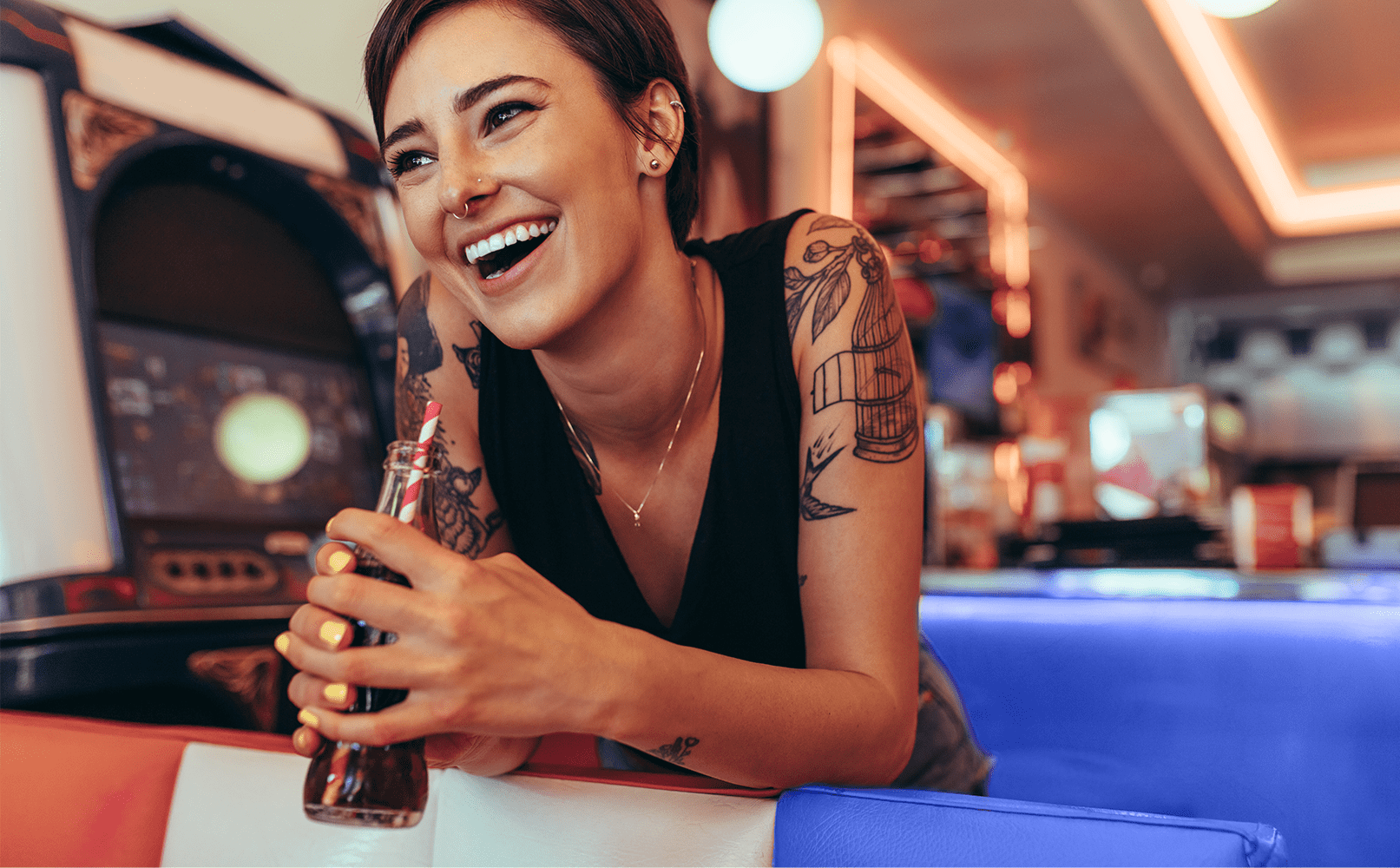 Woman enjoying a Pepsi